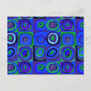 Kandinsky Farbstudio Blue Quadrate Square Circle Vykort