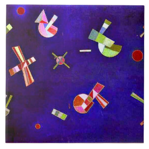 Kandinsky - Fast flyg, färglös abstrakt konst Kakelplatta