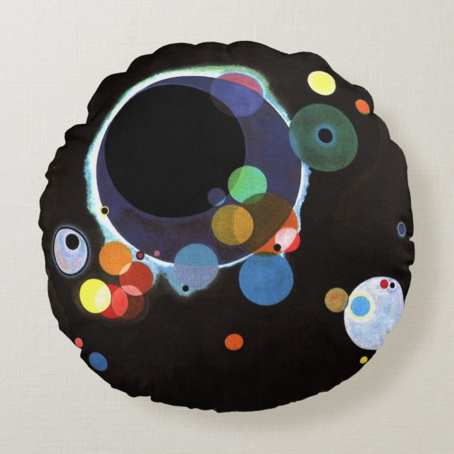 Kandinsky - Flera cirklar, berömd abstrakt konst Rund Kudde (Framsidan)