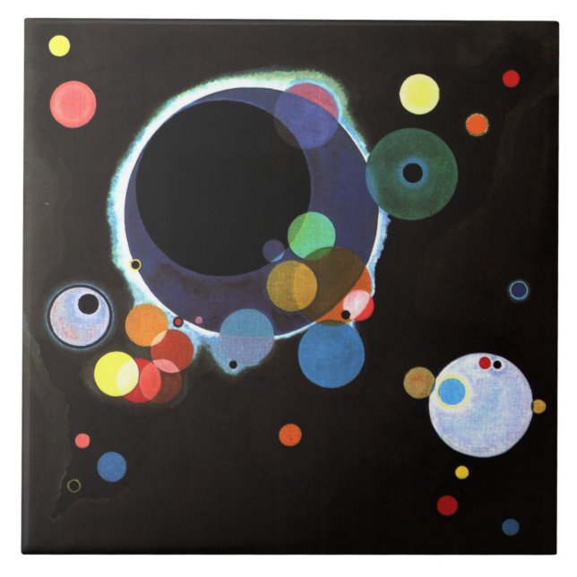 Kandinsky - Flera cirklar Kakelplatta (Framsidan)