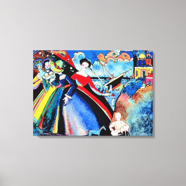 Kandinsky - Frakt, färgstark 1918-målning Canvastryck (Framsida)