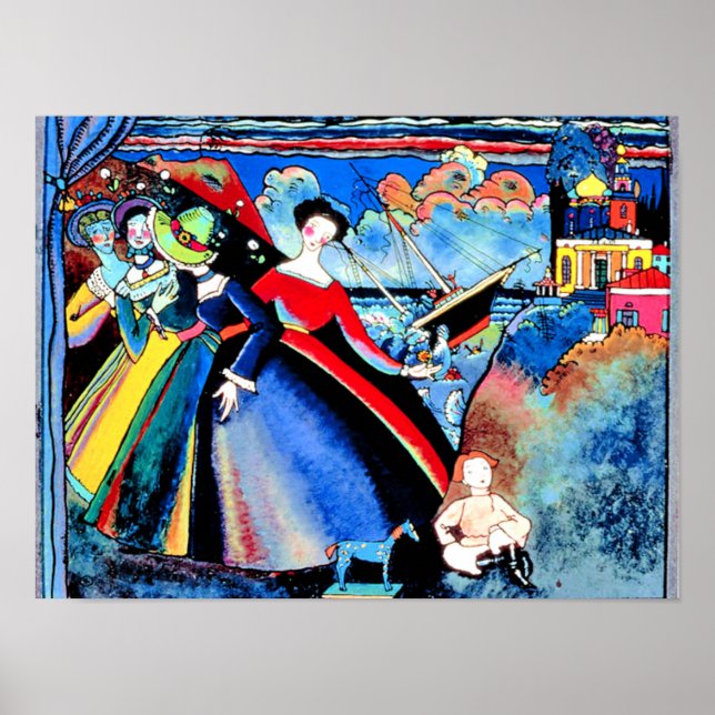 Kandinsky - Frakt, färgstark 1918-målning Poster (Framsidan)