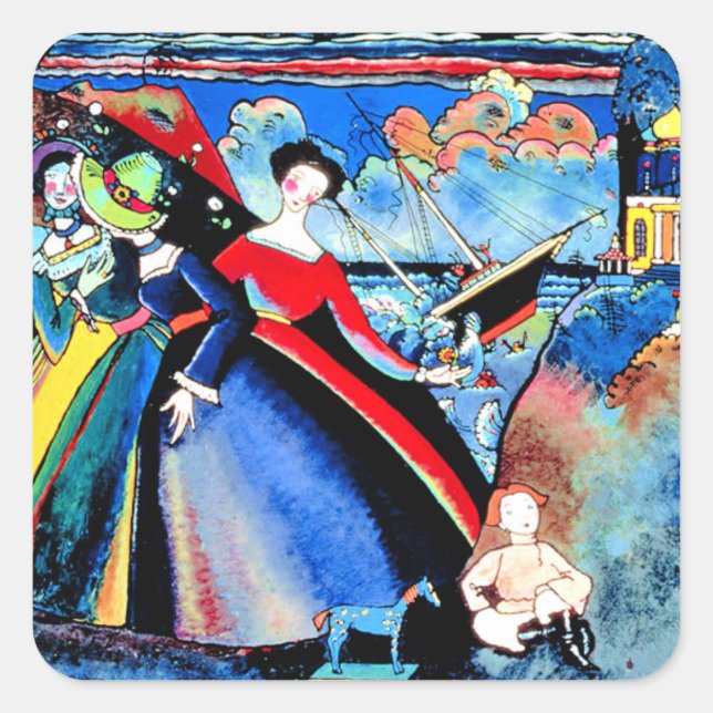 Kandinsky - Frakt Fyrkantigt Klistermärke (Framsida)