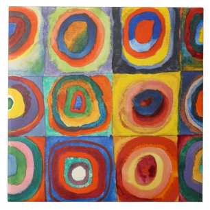 Kandinsky - fyrkanter med koncentriska cirklar kakelplatta