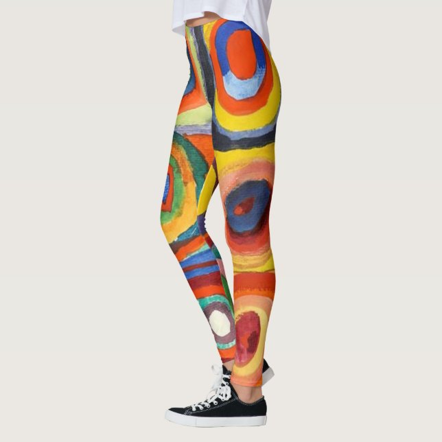 Kandinsky - fyrkanter med koncentriska cirklar leggings (Vänster)