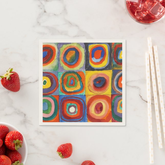 Kandinsky - fyrkanter med koncentriska cirklar pappersservett (Insitu)