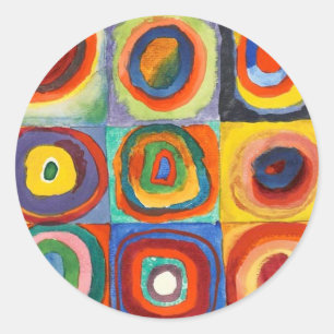Kandinsky - fyrkanter med koncentriska cirklar runt klistermärke