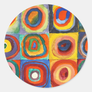 Kandinsky - fyrkanter med koncentriska cirklar runt klistermärke