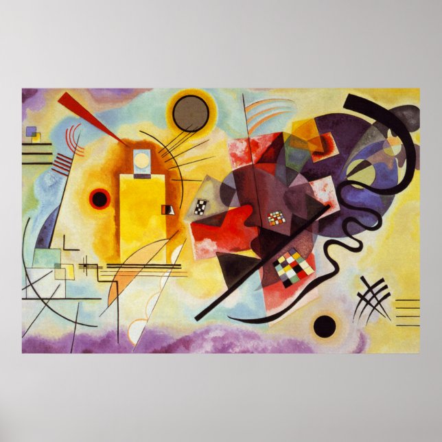 Kandinsky Gult Red Blue Abstrakt Canvas Painting Poster (Framsidan)