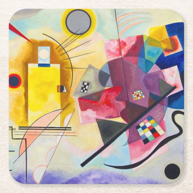 Kandinsky Gult-Red-Blue Underlägg Papper Kvadrat (Framsidan)