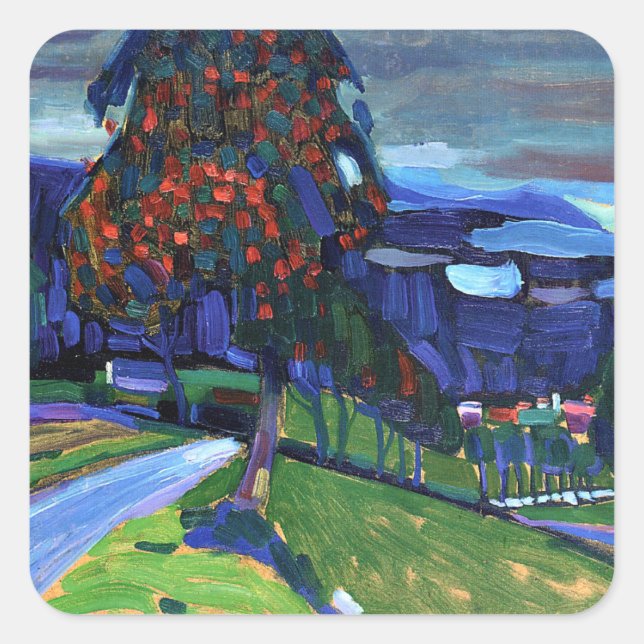Kandinsky - Hösten i Murnau Fyrkantigt Klistermärke (Framsida)