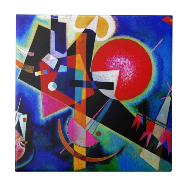 Kandinsky i Blue Abstrakt Painting Kakelplatta (Framsidan)