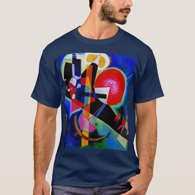 Kandinsky i Blue Abstrakt Painting Navy Blue T Shirt (Framsida)