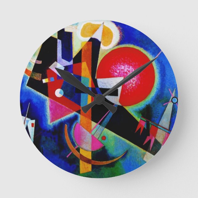 Kandinsky i Blue Abstrakt Painting Rund Klocka (Framsida)