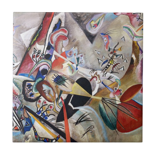 Kandinsky i Grått Tile Kakelplatta (Framsidan)
