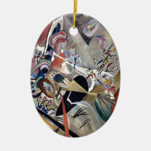 Kandinsky in Grått Abstrakt Artwork Julgransprydnad Keramik