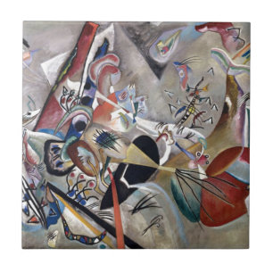 Kandinsky in Grått Abstrakt Artwork Kakelplatta