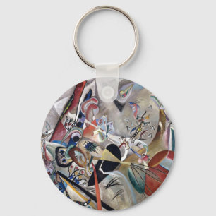 Kandinsky in Grått Abstrakt Artwork Nyckelring