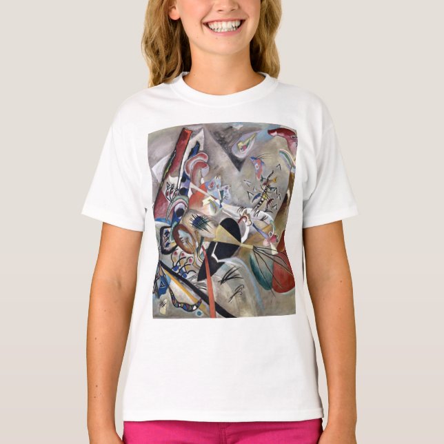 Kandinsky in Grått Abstrakt Artwork T Shirt (Framsida)