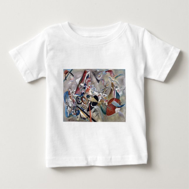 Kandinsky in Grått Abstrakt Artwork T Shirt (Framsida)