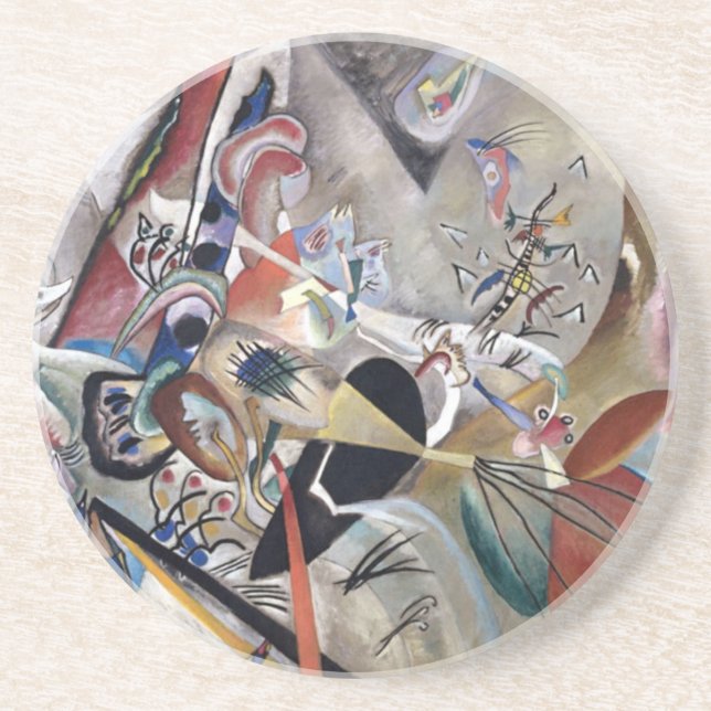 Kandinsky in Grått Abstrakt Artwork Underlägg (Framsidan)
