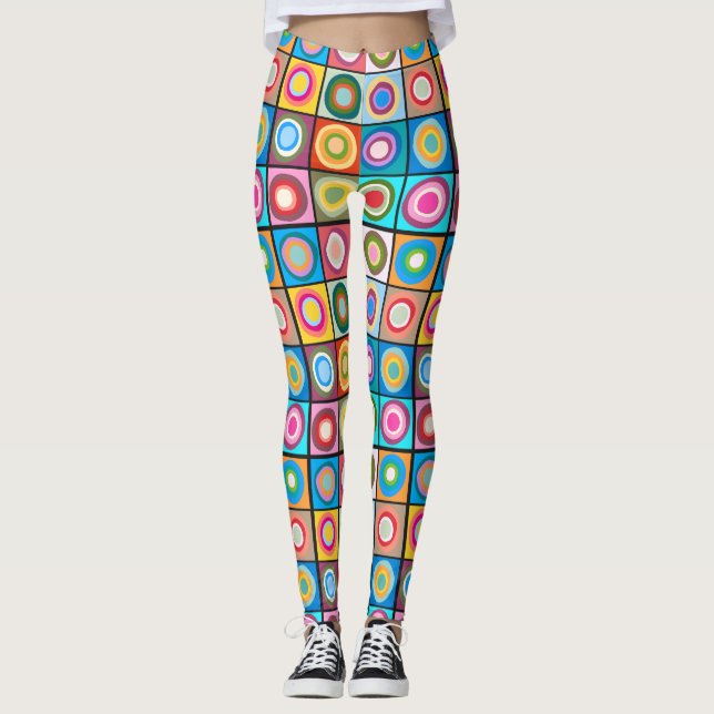 Kandinsky-inspirerade cirklar leggings (Framsida)