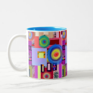 Kandinsky inspirerade Digital teckningnr. 1 Två-Tonad Mugg