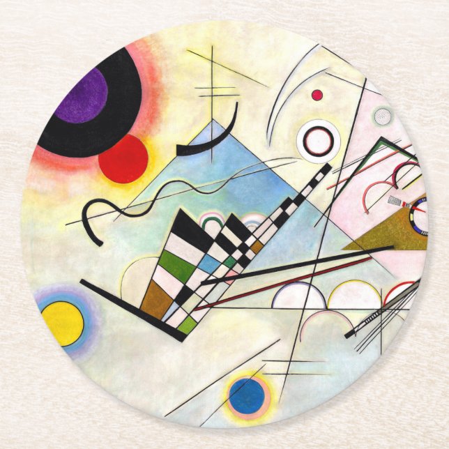 Kandinsky Komposition 8 Underlägg Papper Rund (Framsidan)