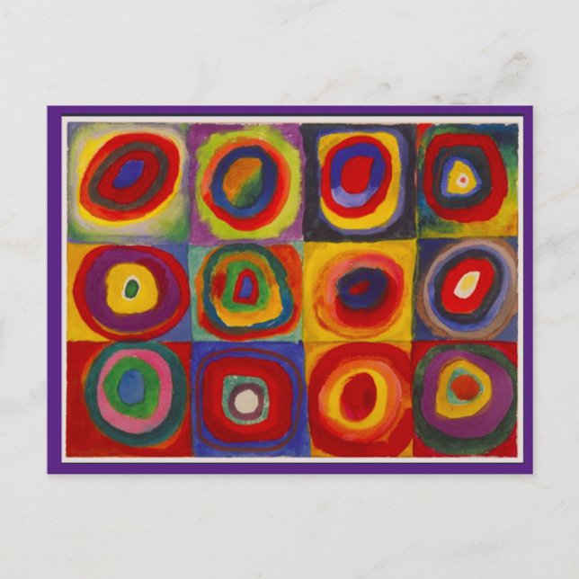 Kandinsky, koncentriska cirklar, fin konst vykort (Framsida)