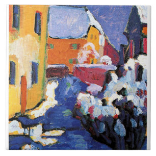 Kandinsky - Kyrkogård och prästgård i Kochel Kakelplatta