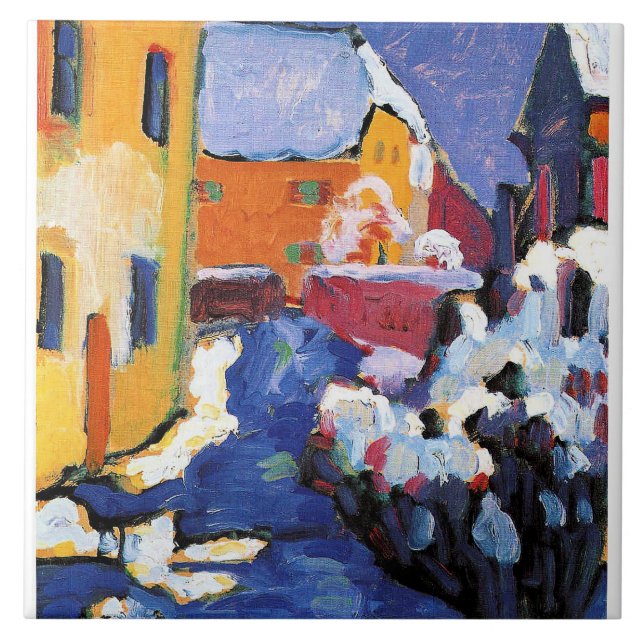 Kandinsky - Kyrkogård och prästgård i Kochel Kakelplatta (Framsidan)