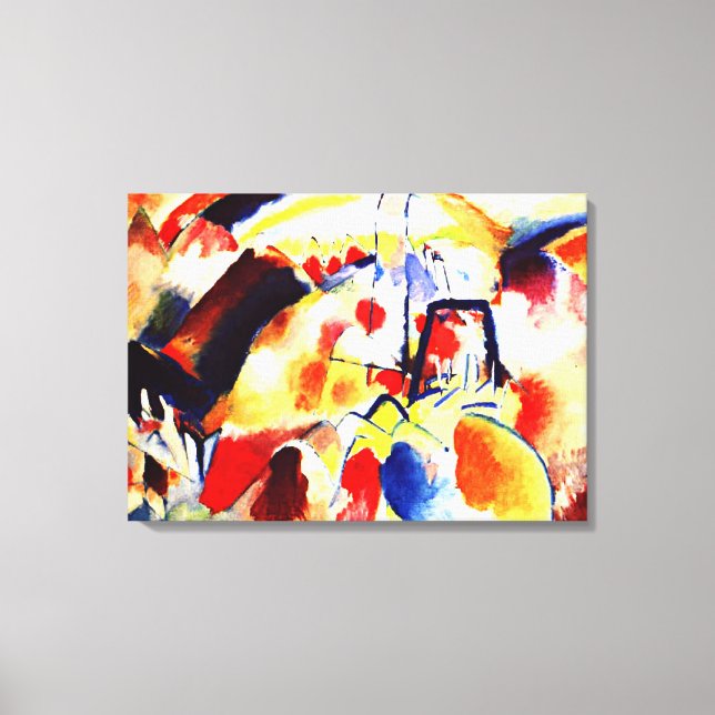 Kandinsky - Liggande med röda fläckar Canvastryck (Framsida)