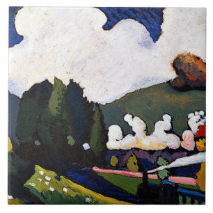 Kandinsky - liggande nära Murnau med lokomotiv Kakelplatta