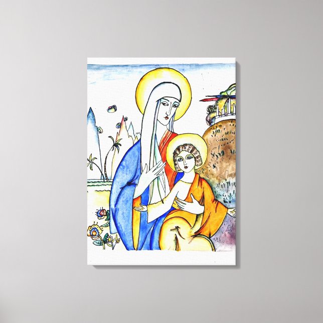 Kandinsky - Madonna och Child, vacker målning Canvastryck (Framsida)