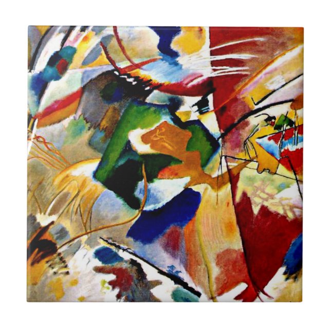 Kandinsky - Måla med Grönt Center Kakelplatta (Framsidan)