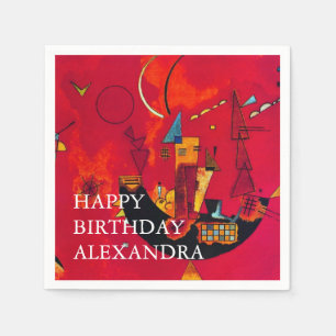 Kandinsky Mit Gegen Red Abstrakt Grattis på födels Pappersservett