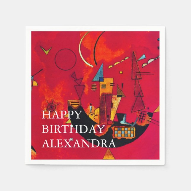 Kandinsky Mit Gegen Red Abstrakt Grattis på födels Pappersservett (Framsidan)