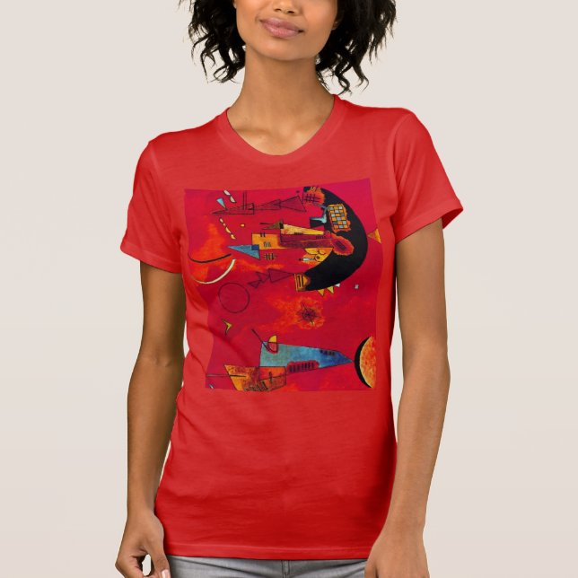 Kandinsky Mit & Gegen Red Färg Abstrakt Painting T Shirt (Framsida)