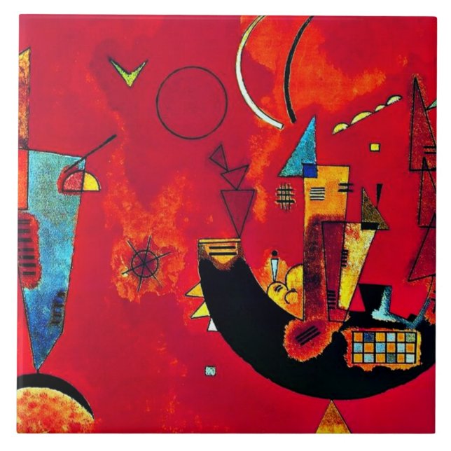 Kandinsky - Mit und Gegen (med och emot) Kakelplatta (Framsidan)