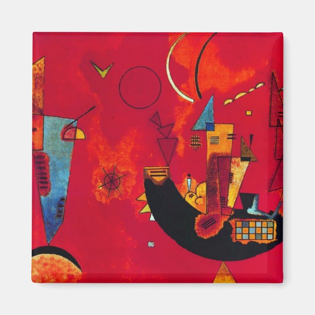Kandinsky Mit und Gegen Red Abstrakt Painting Magnet (Framsidan)