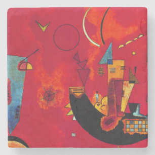 Kandinsky Mit und Gegen Red Abstrakt Painting Stenunderlägg