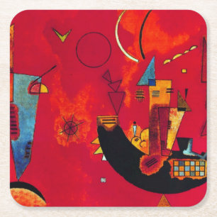 Kandinsky Mit und Gegen Red Abstrakt Painting Underlägg Papper Kvadrat