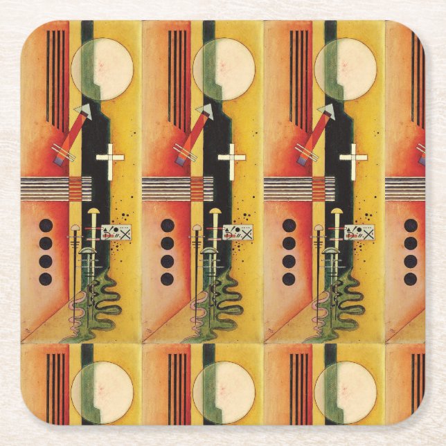 Kandinsky Modern Abstrakt Painting Artwork Underlägg Papper Kvadrat (Framsidan)