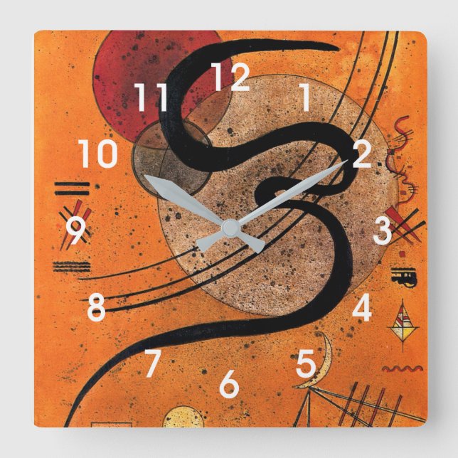 Kandinsky - Mood Line, färgkonst abstrakt Fyrkantig Klocka (Framsida)