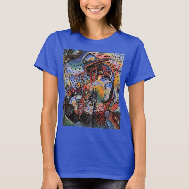 Kandinsky Moskva I Cityscape Abstrakt Deep Royal T Shirt (Framsida)