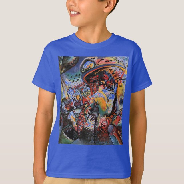 Kandinsky Moskva I Cityscape Abstrakt Deep Royal T Shirt (Framsida)