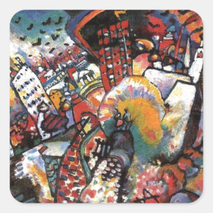 Kandinsky Moskva I Cityscape Abstrakt Painting Fyrkantigt Klistermärke