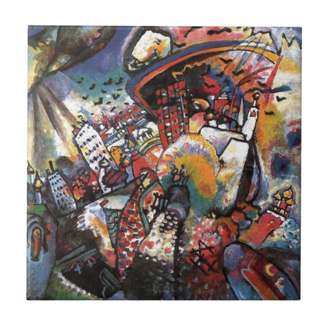 Kandinsky Moskva I Cityscape Abstrakt Painting Kakelplatta (Framsidan)