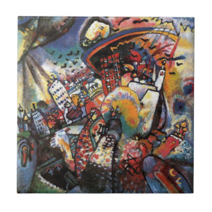 Kandinsky Moskva I Cityscape Abstrakt Painting Kakelplatta