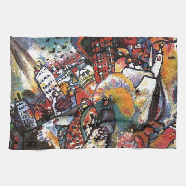 Kandinsky Moskva I Cityscape Abstrakt Painting Kökshandduk (Horisontell)